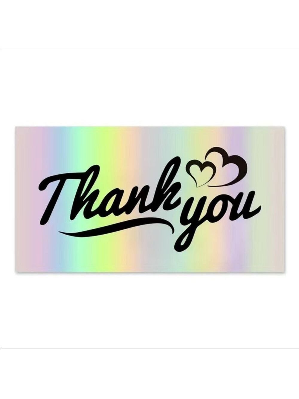 50 Cards Holographic Silver Color Thank You Cards, 3.5''x 2.1''